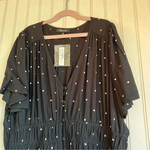 Madewell Size 10 Black Sophia Romper in Square Spot NEW! - Picture 4 of 6